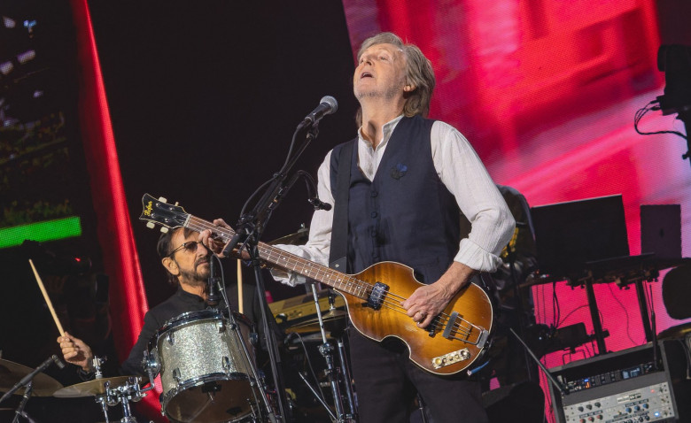 EXCLUSIVE: Sir Paul McCartney and Sir Ringo Starr reunite on stage as The Beatles legends perform together in London