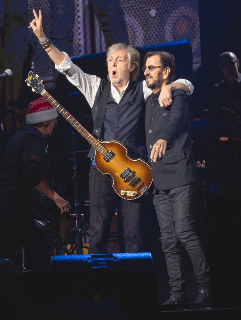 EXCLUSIVE: Sir Paul McCartney and Sir Ringo Starr reunite on stage as The Beatles legends perform together in London