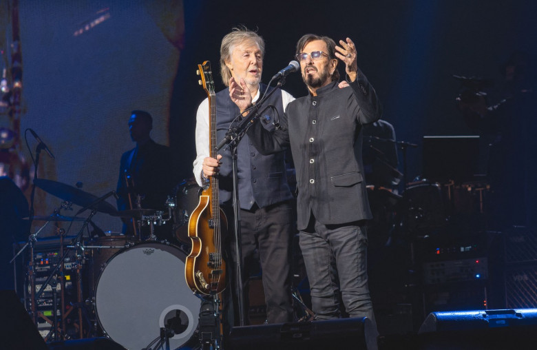 EXCLUSIVE: Sir Paul McCartney and Sir Ringo Starr reunite on stage as The Beatles legends perform together in London