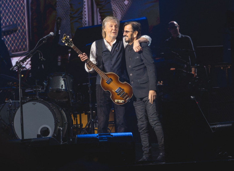 EXCLUSIVE: Sir Paul McCartney and Sir Ringo Starr reunite on stage as The Beatles legends perform together in London