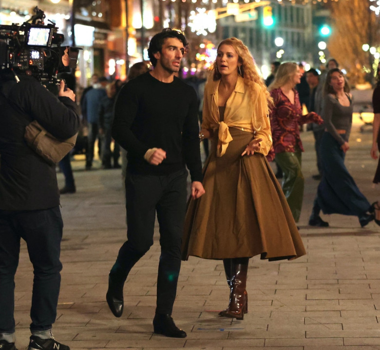 Blake Lively and Justin Baldoni on the set of "It Ends With Us" in New Jersey **FILE PHOTOS**