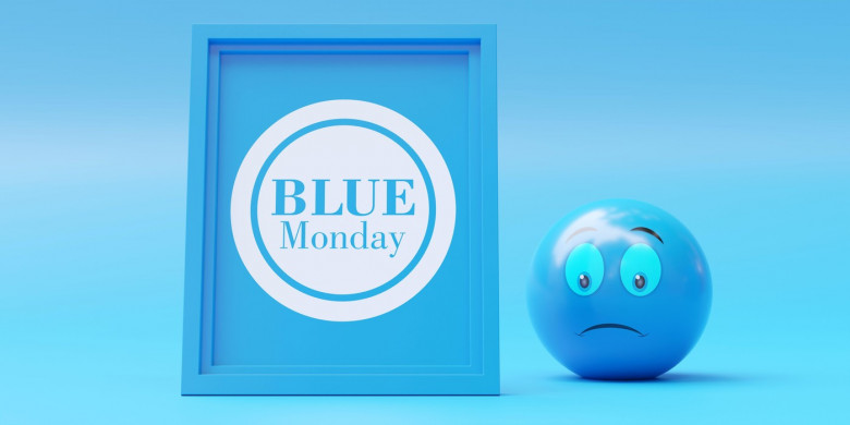 Feeling down and depressed on a blue Monday, symbolized by a blue color