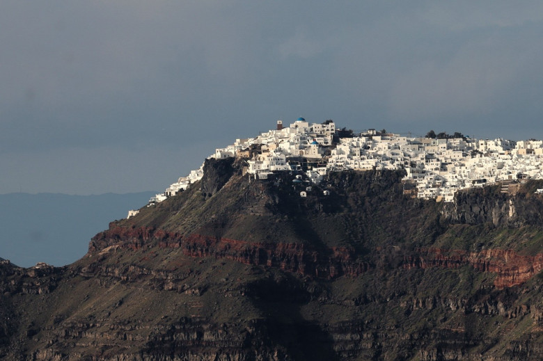 Frequent earthquakes have caused tourists and local residents to leave the island of Santorini, Greece - 03 Feb 2025