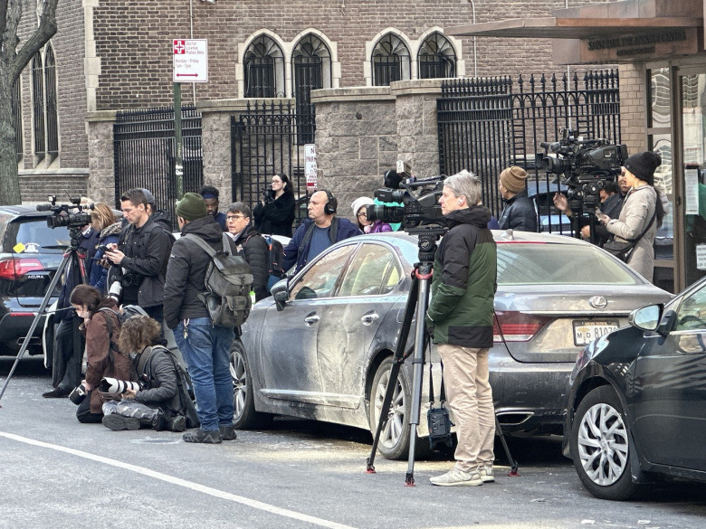 Media gathers at NYC home of tragic 'Gossip Girl' actress Michelle Trachtenberg after she was found dead earlier today.