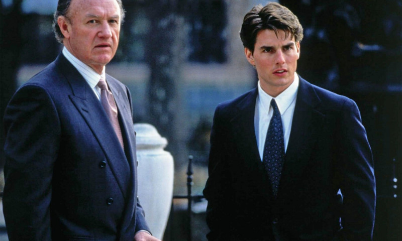 THE FIRM  1993 Paramount Pictures film with Tom Cruise at right  as law graduate Mitch  McDeere and Gene Hackman as his mentor Avery Tolar.