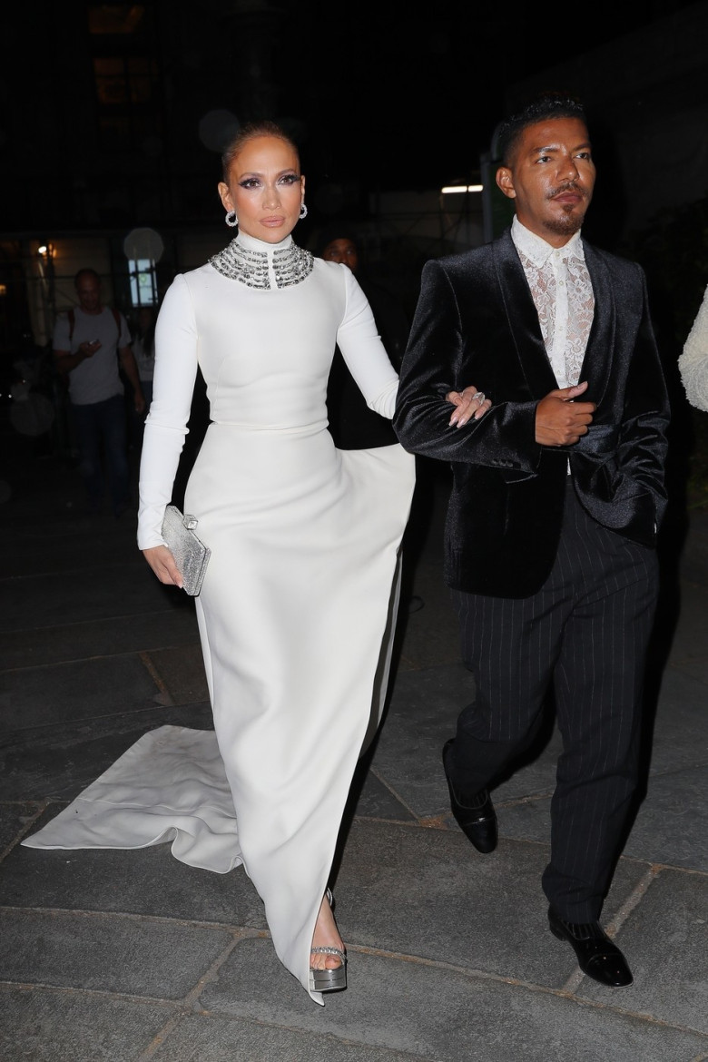 Jennifer Lopez stuns in a white dress at “Ring Them Bells! A Celebration for John Kander” at the Stephen Sondheim Theatre in NYC