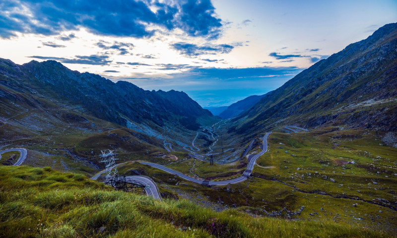 Transfagarasan Road in Romania, a paved mountain road crossing the southern section of the Carpathian Mountains.