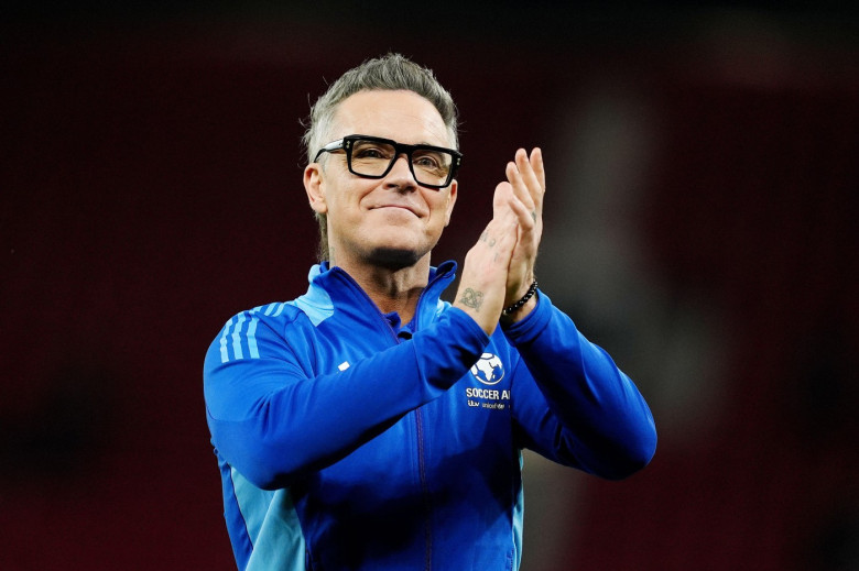 Robbie Williams after Soccer Aid for UNICEF 2025 at Old Trafford, Manchester. Picture date: Sunday June 15th, 2025.
