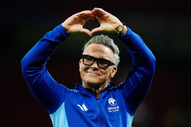 Robbie Williams after Soccer Aid for UNICEF 2025 at Old Trafford, Manchester. Picture date: Sunday June 15th, 2025.