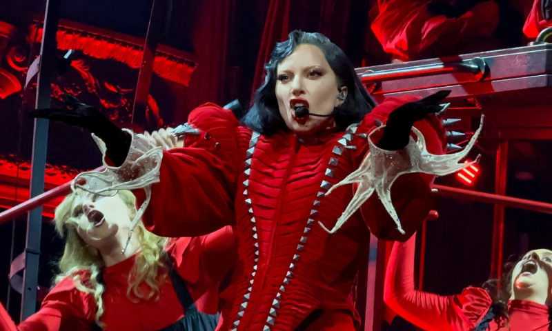 Lady Gaga plays piano and performs in Las Vegas for The Mayhem Ball Tour