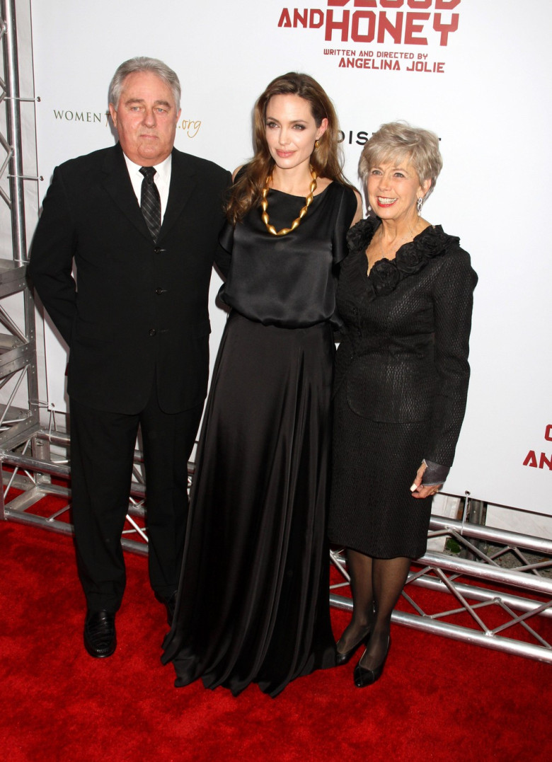 Bill Pitt, Angelina Jolie and Jane Pitt at the premiere of 'In The Land Of Blood and Honey' at the School of Visual Arts in New York City - 05 December 2011