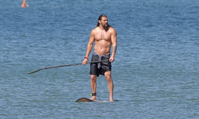 EXCLUSIVE: Aquaman star Jason Momoa shows off his ripped body as he hits the surf in Hawaii