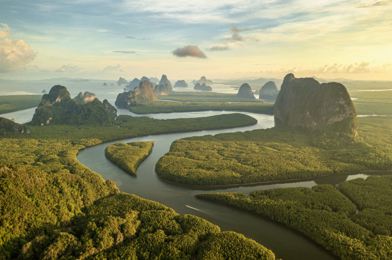Phang Nga Bay during sunset