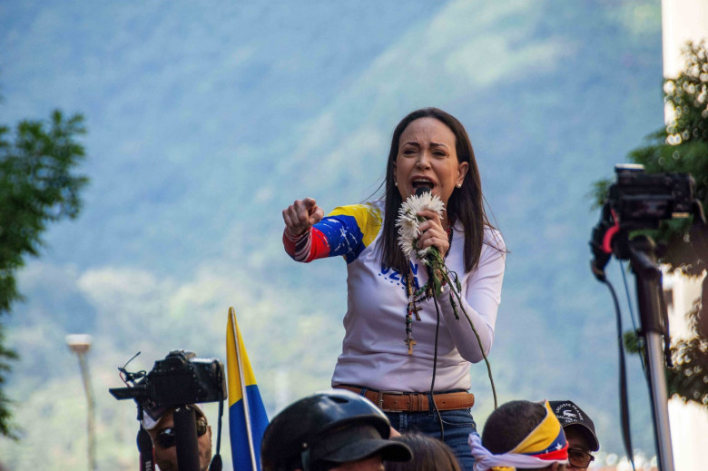Government and opposition marches and rallies prior to the presidential inauguration on January 10, 2025. Caracas, Venezuela, Miranda - 09 Jan 2025
