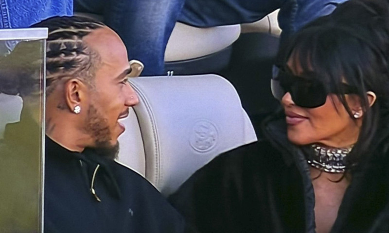 Lewis Hamilton and Kim Kardashian together at the Super Bowl