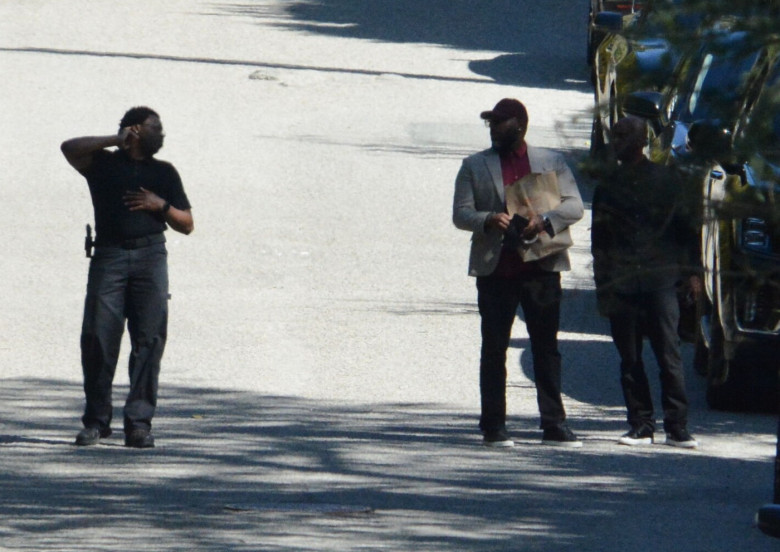 Police blocking Rihanna's street after scary shooting