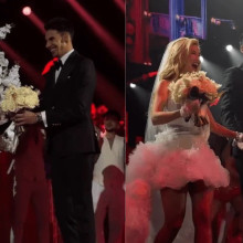 Andreea Bălan a apărut în rochie de mireasă la Sala Palatului. Momentul alături de Victor Cornea a emoționat publicul