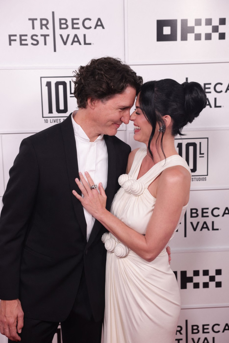 Katy Perry et son compagnon Justin Trudeau à la première du film-concert "Katy Perry : The Lifetimes Tour - Live from Paris" au festival du film de Tribeca à New York