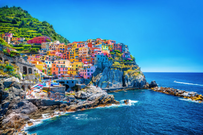 Beautiful,Colorful,Cityscape,On,The,Mountains,Over,Mediterranean,Sea,,Europe,