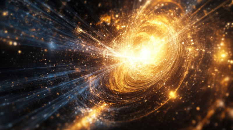 Big bang explosion concept. Creation of Universe, colourful nebulae, galaxies and stars. Scientific idea of deep space