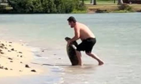 Val de reacții după ce un bărbat s-a fotografiat cu o broască țestoasă: „Animalele nu sunt accesorii”