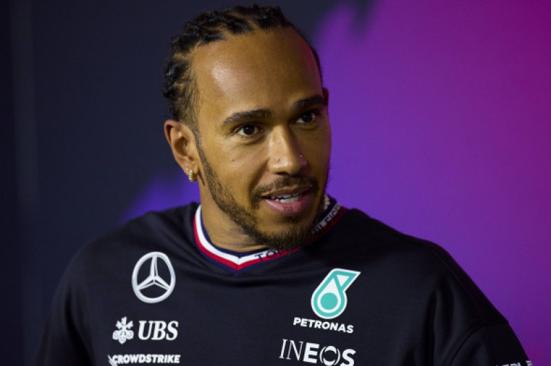 Formula 1 Testing in Bahrain - Day Three Lewis Hamilton of Great Britain, Mercedes AMG Petronas F1 Team W15 driver looks