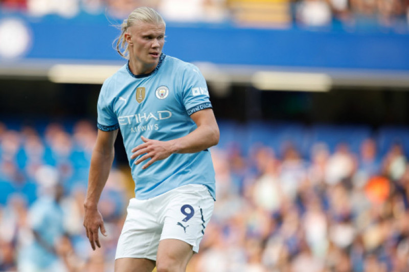 Chelsea v Manchester City Premier League 18/08/2024. Erling Haaland (9) of Manchester City in action during the Premier