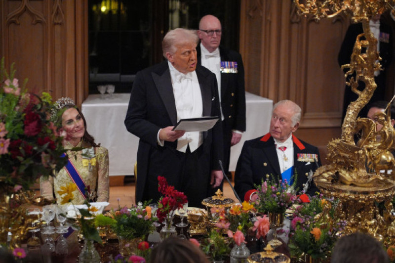 Regele Charles al III-lea și Donald Trump, în timpul vizitei președintelui american în Marea Britanie/ Profimedia