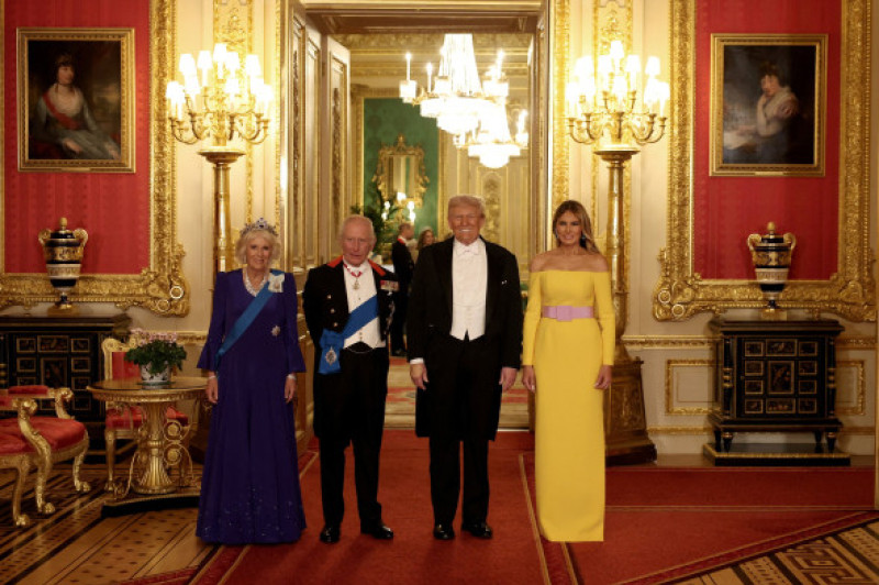 Regele Charles al III-lea și Donald Trump, în timpul vizitei președintelui american în Marea Britanie/ Profimedia