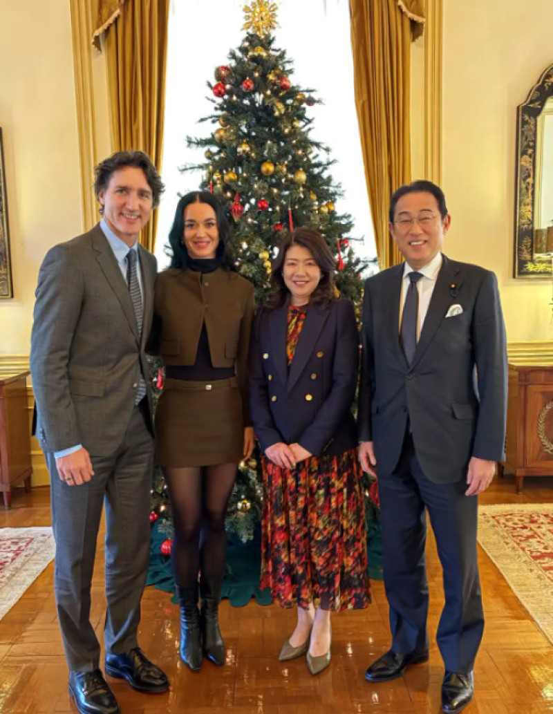 Justin Trudeau, Katy Perry, Yuko Kishida, Fumio Kishida.