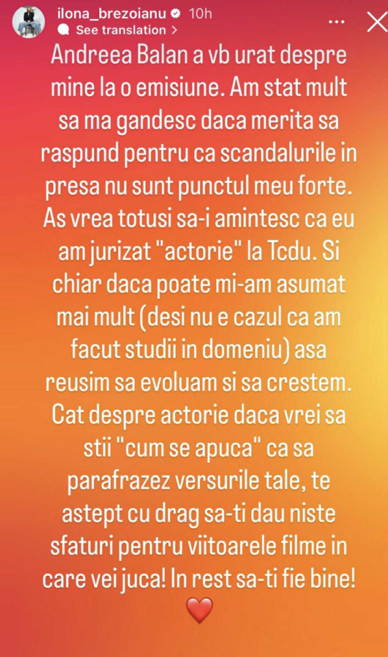 ilona brezoianu raspuns pentru andreea balan
