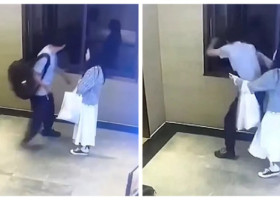 Momentul în care un bărbat sare pe geam ca să scape dintr-o ceartă cu iubita lui. Imaginile fac furori pe rețelele sociale