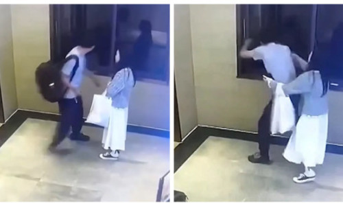 Momentul în care un bărbat sare pe geam ca să scape dintr-o ceartă cu iubita lui. Imaginile fac furori pe rețelele sociale