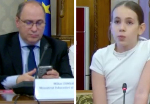 Elevă de clasa a V-a, către ministrul Educației, atent mai mult pe telefon: „Voi ne interziceți telefoanele, dar nu ne învățați să le folosim corect!” Discursul ei e viral