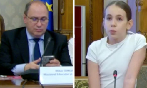 Elevă de clasa a V-a, către ministrul Educației, atent mai mult pe telefon: „Voi ne interziceți telefoanele, dar nu ne învățați să le folosim corect!” Discursul ei e viral