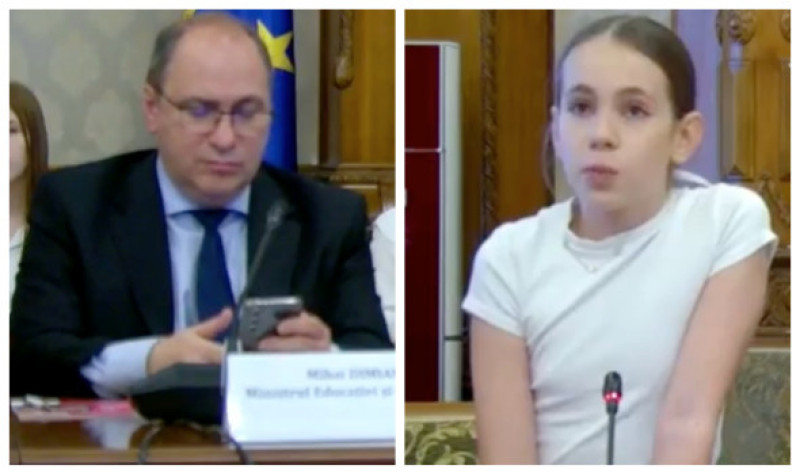 Ministrul Educației și Ilinca, o elevă de clasa a V-a