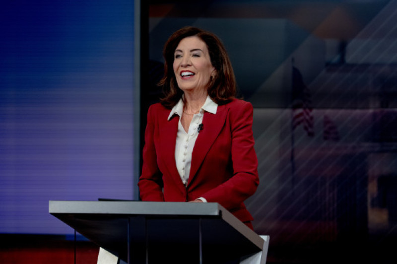 Democratic Incumbent NY Governor Kathy Hochul And GOP Challenger Bruce Blakeman Debate In NYC