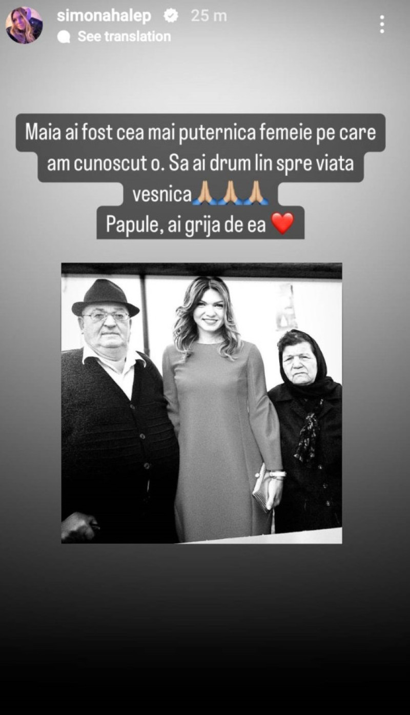 Simona Halep și-a pierdut bunica