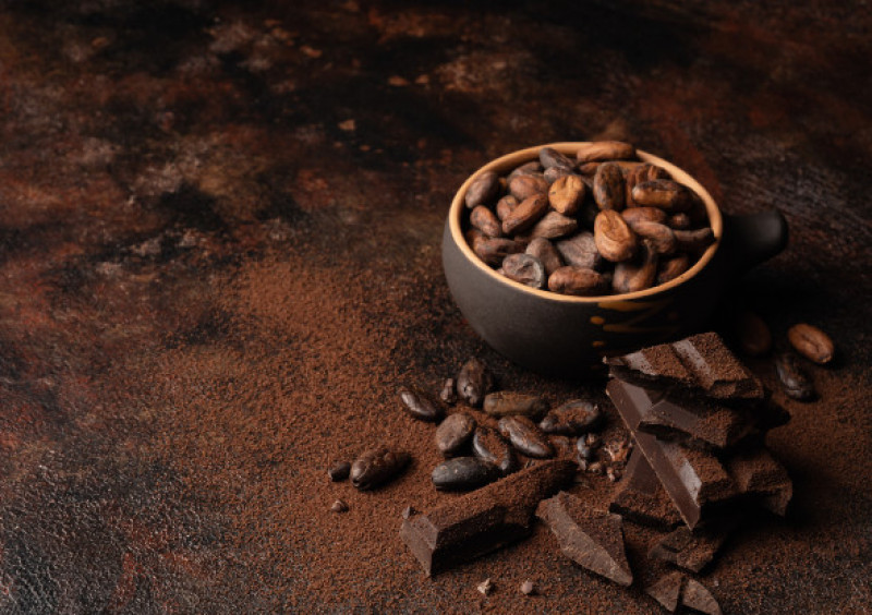Chocolate,And,Cacao,Concept.,Cocoa,Powder,In,Bowl,Near,Cocoa