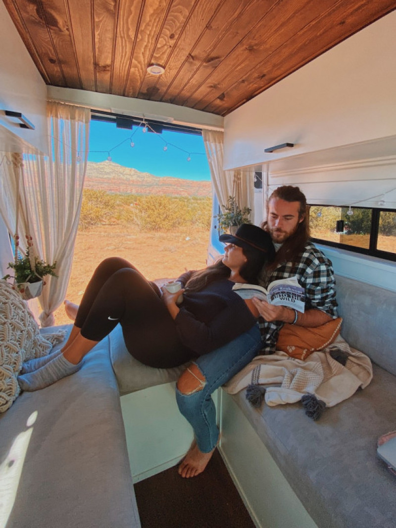EXCLUSIVE: Couple Sell Their Possessions, Quit Their Jobs And Convert Van With Just ÂŁ26,000 Complete With Roof Deck And Despite Having NO BUILDING EXPERIENCE