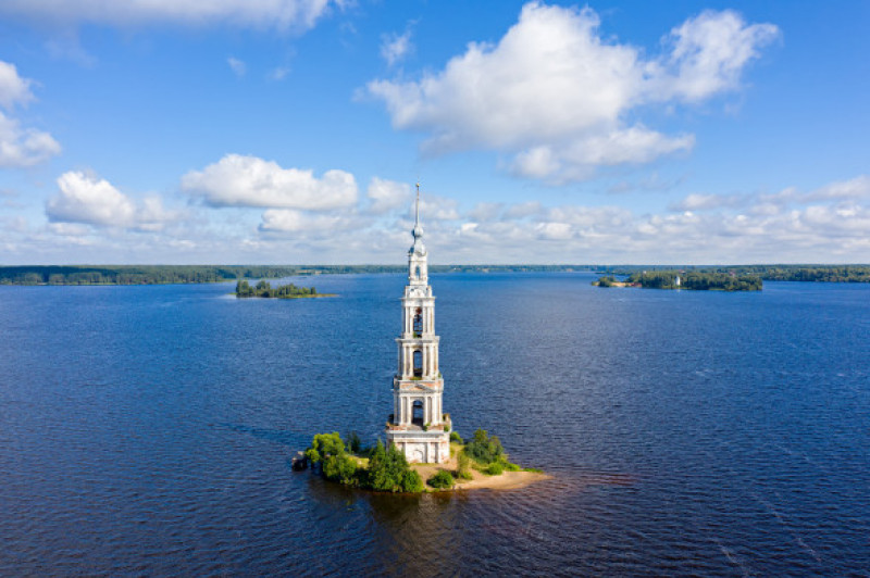 Kalyazino,,Russia.,The,Flooded,Kalyazin,Bell,Tower.,Waters,Of,Uglich