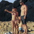 EXCLUSIVE: **PREMIUM RATES APPLY**NO MAIL ONLINE** Chris Hemsworth and wife Elsa Pataky take their twin sons, Tristan and Sasha, to the beach near their Byron Bay home in Australia