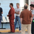 *EXCLUSIVE* Brad Pitt looks years younger with Javier Bardem on set of their upcoming F1 racing film "Apex" *Web Must Call For Pricing*