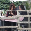 *EXCLUSIVE* WEB MUST CALL FOR PRICING  - Monica Bellucci and Tim Burton pack on the PDA as they enjoy a little fine Italian dining during their romantic trip to Calcata.*PICTURES TAKEN ON 30/03/2024*