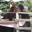 *EXCLUSIVE* WEB MUST CALL FOR PRICING  - Monica Bellucci and Tim Burton pack on the PDA as they enjoy a little fine Italian dining during their romantic trip to Calcata.*PICTURES TAKEN ON 30/03/2024*