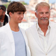 Hayes Costner and Kevin Costner pose at the photo call of 'Horizon: An American Saga' during the 77th Cannes Film Festival at Palais des Festivals in Cannes, France, on 19 May 2024.