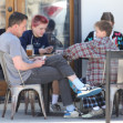 PREMIUM EXCLUSIVE Smiling Ben Affleck enjoys playing cards with kids