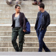 American actress Halle Berry and Mark Wahlberg are pictured on location in Hyde Park filming scenes for the new Netflix film Our Man From Jersey.