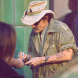 *EXCLUSIVE* Howdy! Johnny Depp toffs his hat as a sign of respect to his loyal fans who were waiting for him as he left his hotel out in London.