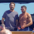 *PREMIUM-EXCLUSIVE* MUST CALL FOR PRICING BEFORE USAGE  -  The American Actor Zac Efron and the Scottish Actor and Film Producer Gerard Butler throughly enjoying their summer vacation on board their luxury boat during their sun soaked holiday in St-Tropez